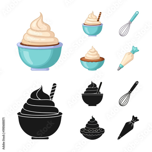 Colorful Whipped Cream Dessert Bowls.