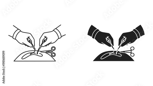 Surgical hand operation scissors medical scene