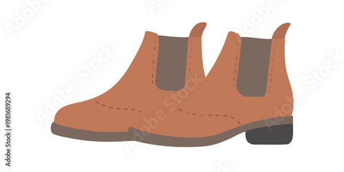 A minimalist illustration of a pair of brown ankle boots