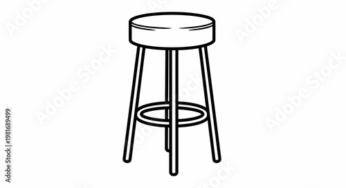 Simple Line Art Illustration of a Modern Bar Stool.
