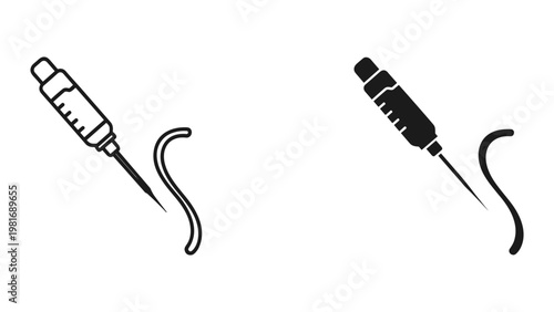 Syringe curved needle medical injection icon