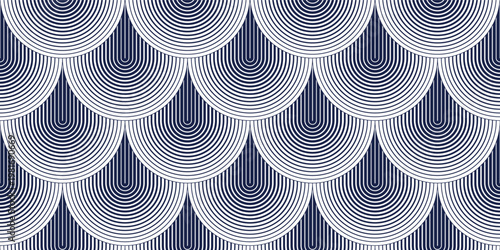 Dragon skin seamless pattern, vector abstract background of reptile or fish scales, also look like roof tiling or architecture element.