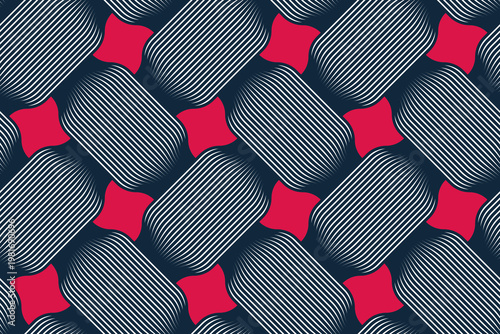 Weaving seamless pattern, traditional wicker lacing handicraft endless abstract background, geometric line weave wallpaper.