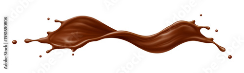 Chocolate milk cream or drink wave splashes, brown choco and cocoa flow. Realistic vector swirling with texture of molten chocolate for packaging designs, beverage promotions, or cafe menus