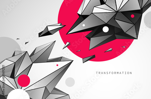 Disruptive transformation, tension, energy, conflict and breakthrough moments in fragmented geometric structures.