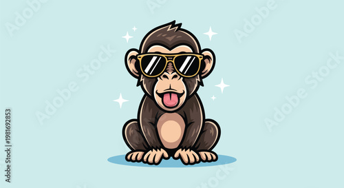 Photography Cute Monkey Wearing Sunglasses and Sticking Out Tongue 1.