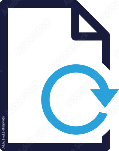 Refreshing a document or file with a circular arrow symbolizing update, reload, or synchronization.