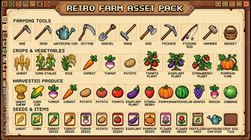 Pixel Art Farm Asset Pack for Game Development and Design