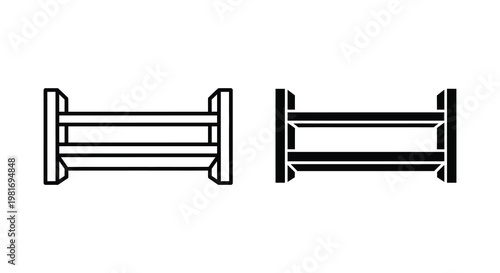 Two identical minimalist depictions of benches presented as a dark silhouette