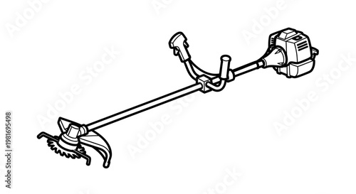 Brush Cutter Vector Illustration, Professional Gardening Power Tool Icon for Landscaping Maintenance and Lawn Care Equipment Design
