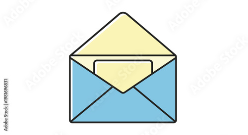 Open envelope with a letter inside icon in blue and yellow colors.