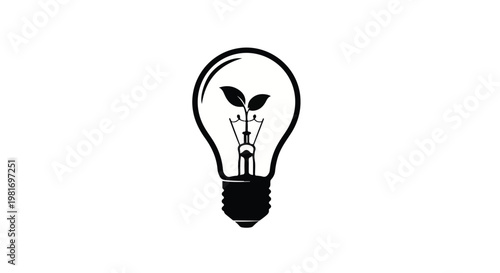 Light bulb containing a growing plant sprout represents ecological awareness, sustainable energy innovation, and green technology solutions for a cleaner and more efficient future environment.