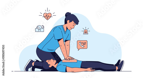 CPR Training: Person Performing Chest Compressions on Another Person
