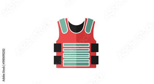 Bulletproof Vest Vector Illustration, Tactical Body Armor Icon in Flat Vector Style Graphic for Security and Law Enforcement Concepts