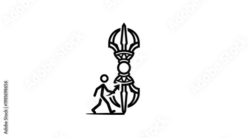 Minimalist Vajra Symbol with Person Spiritual Concept