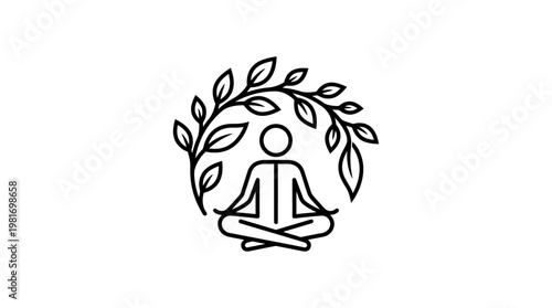Meditating Figure Encircled by Leaves
