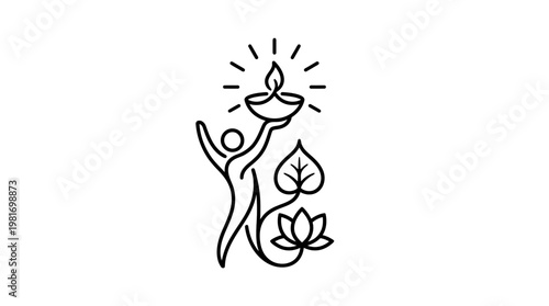 Minimalist Spiritual Icon Holding a Lamp