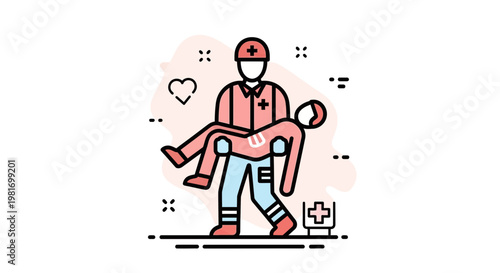 Paramedic Carrying Injured Person, First Aid, Medical Emergency Rescue
