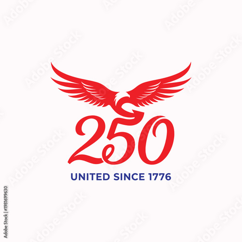 Red eagle logo with 250 years United Since 1776 on white background