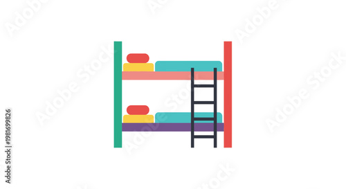 Bunk Bed Icon Vector Illustration, Minimalist Flat Design for Furniture and Interior Decor Concepts