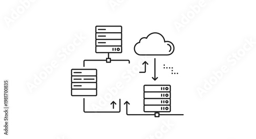 Cloud computing, data storage, server sync, network diagram, database backup