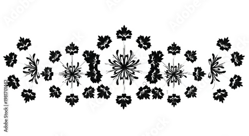 Ornamental floral arrangement featuring intricate symmetrical patterns inspired by vintage motifs adds a sophisticated decorative touch to professional graphic layouts and artistic compositions.