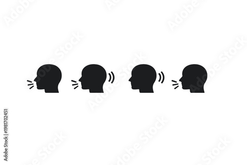 Visual representation of human communication processes active speaking, attentive listening, and dynamic verbal interaction stages