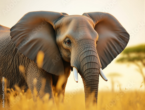 Elephant large ears for heat dissipation and hearing in savannah