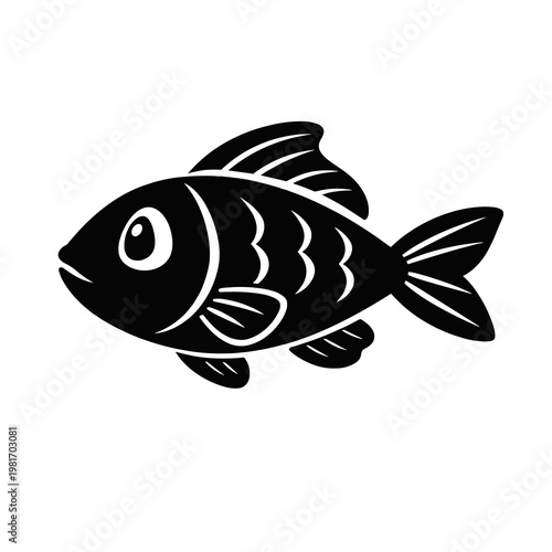 Elegant minimalist black fish vector icon; a sleek aquatic creature graphic perfect for diverse design projects and marine-themed content creation