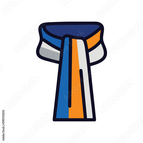 Colorful Fashion Scarf Tied Over a Neck Collar in a Modern Style