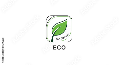 Eco Natural Leaf Icon Symbol, Green Organic Product Label, Environmentally Friendly Concept