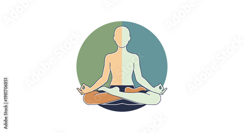 Meditating Figure in Lotus Pose, Inner Peace, Serenity, Balance