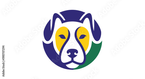 Stylized Dog Face Logo, Abstract Animal Head, Pet Care Symbol, Vector Art
