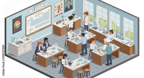 Students Learning Science in a Modern Classroom Laboratory