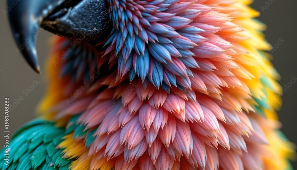 Obraz premium The image features a close up of a vibrantly colored bird, showcasing its intricate feather patterns