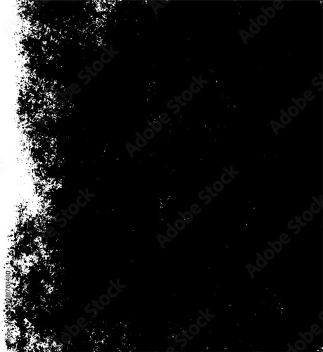 Abstract grunge texture with a rough, distressed white border creating an edgy, artistic splatter effect on a dark background for graphic design elements