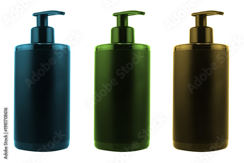 Plastic bottle for detergent cleaning agent iIsolated on white background. Plastic bottle isolated with clipping path