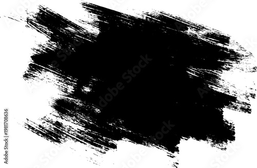 Abstract black brush stroke on a white background, perfect for graphic design and art projects
