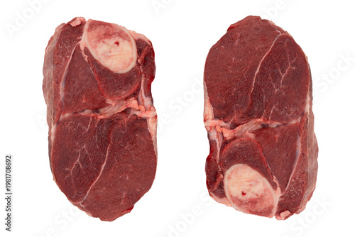 Raw fresh meat. Ribeye steak with bone isolated on white background. Ribeye fresh raw beef steak