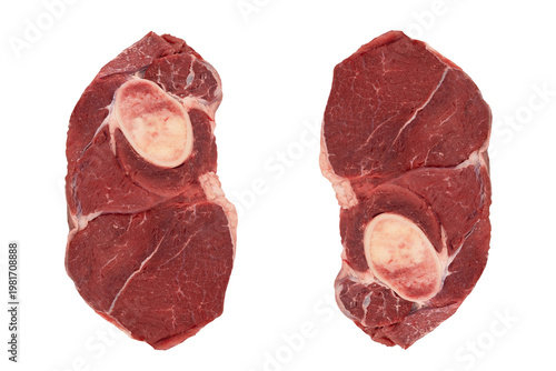 Raw fresh meat. Ribeye steak with bone isolated on white background. Ribeye fresh raw beef steak