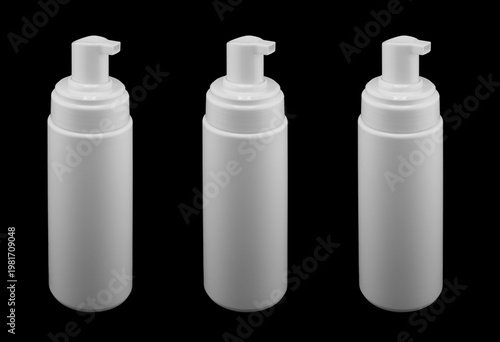 Plastic blank bottle isolated on black background. Plastic bottle isolated with clipping path. Empty space for text