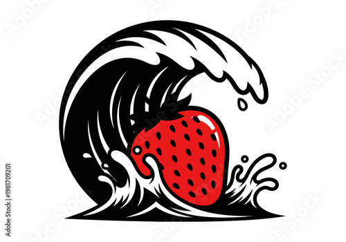 Strawberry Inside Ocean Wave