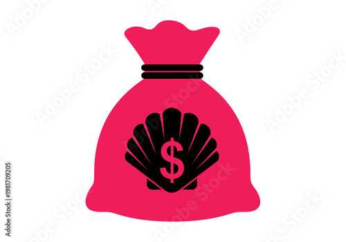 Pink Money Bag with Seashell