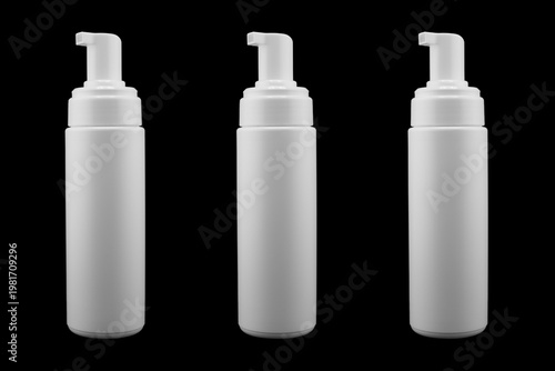 Plastic blank bottle isolated on black background. Plastic bottle isolated with clipping path. Empty space for text