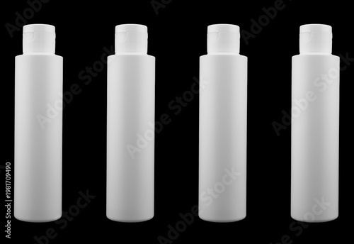 Plastic blank bottle isolated on black background. Plastic bottle isolated with clipping path. Empty space for text