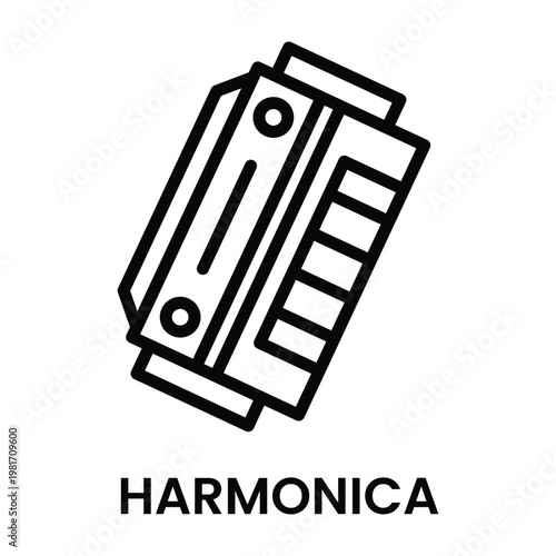 Tableau sur toile Harmonica Single Icon with Simple Line Style for Design Element
