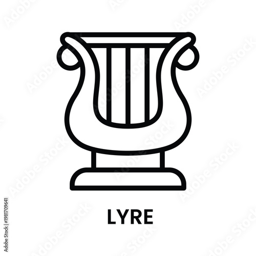 Lyre Single Icon with Simple Line Style for Design Element