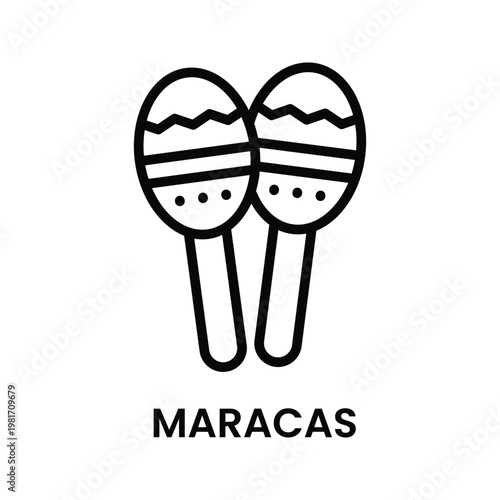 Maracas Single Icon with Simple Line Style for Design Element