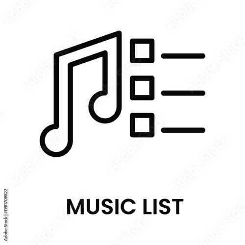 Music List Single Icon with Simple Line Style for Design Element