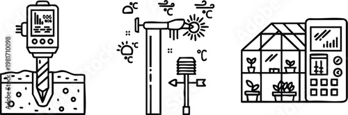 Title: Smart Greenhouse Weather and Soil Monitoring Vector Set
